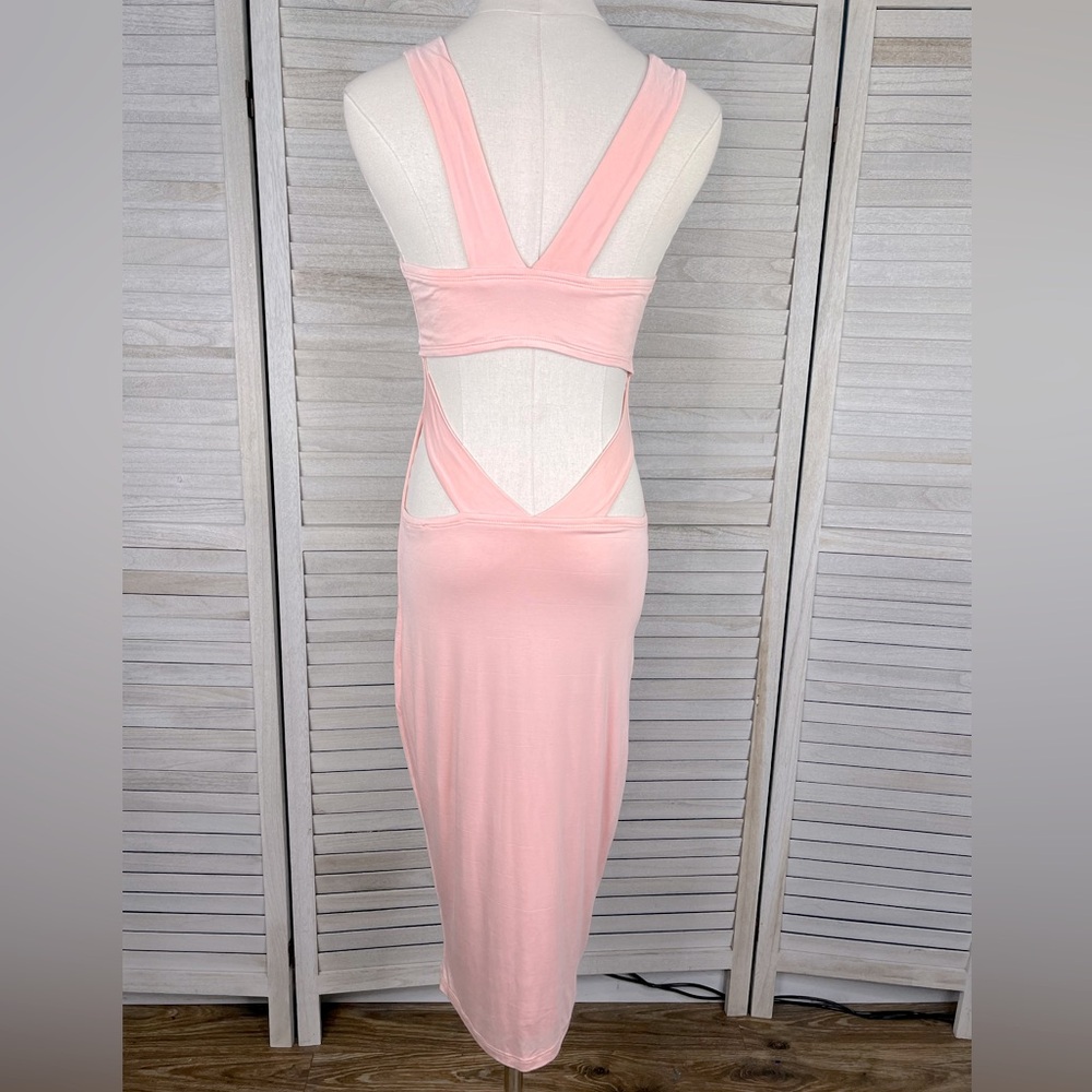 FASHION NOVA Sleeveless Bodycon Cutout Dress Light Pink-Medium